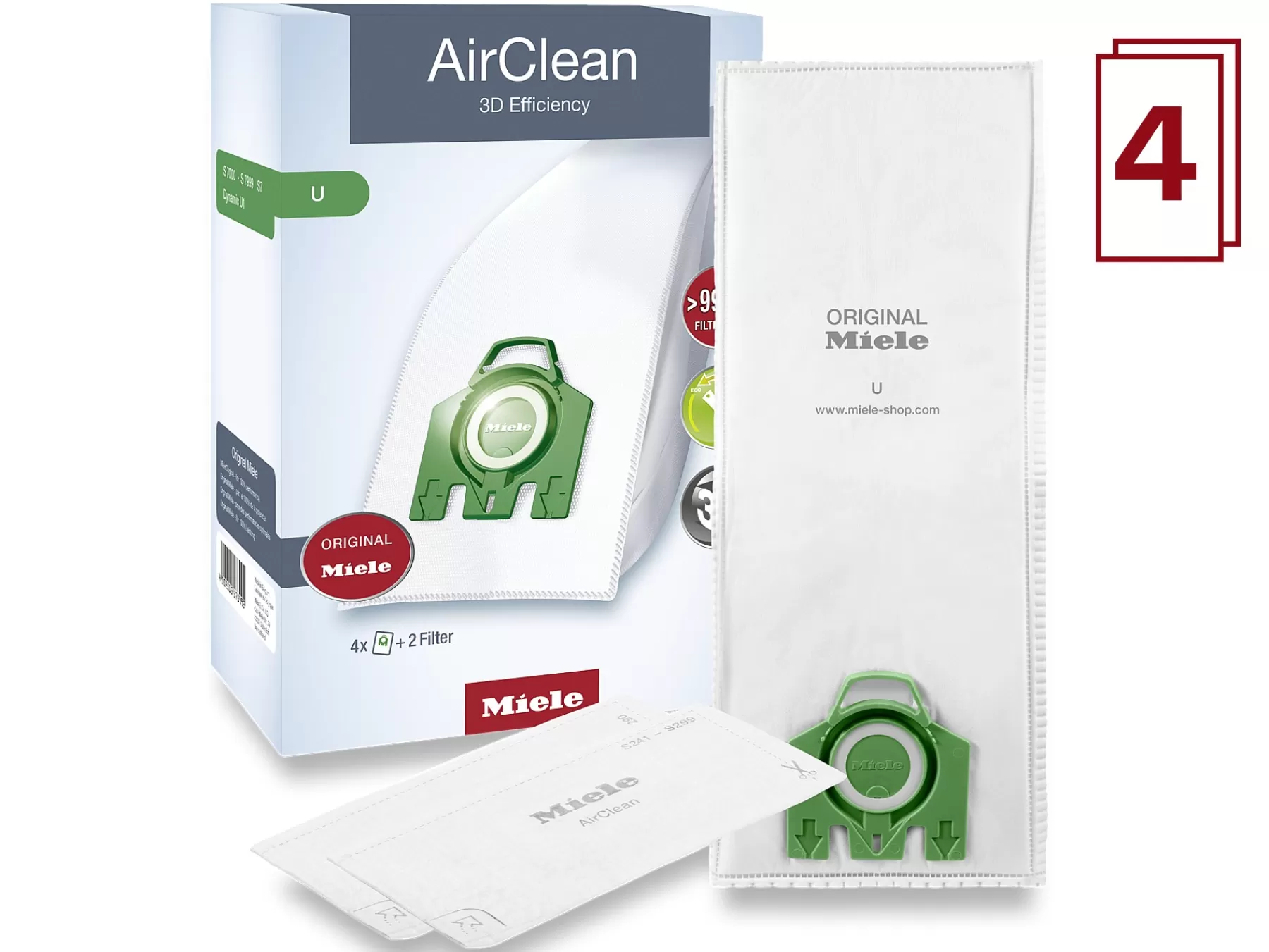 airclean_d_efficiency_u_dustbags_2.webp Miele Accessories<Airclean 3D Efficiency U Dustbags